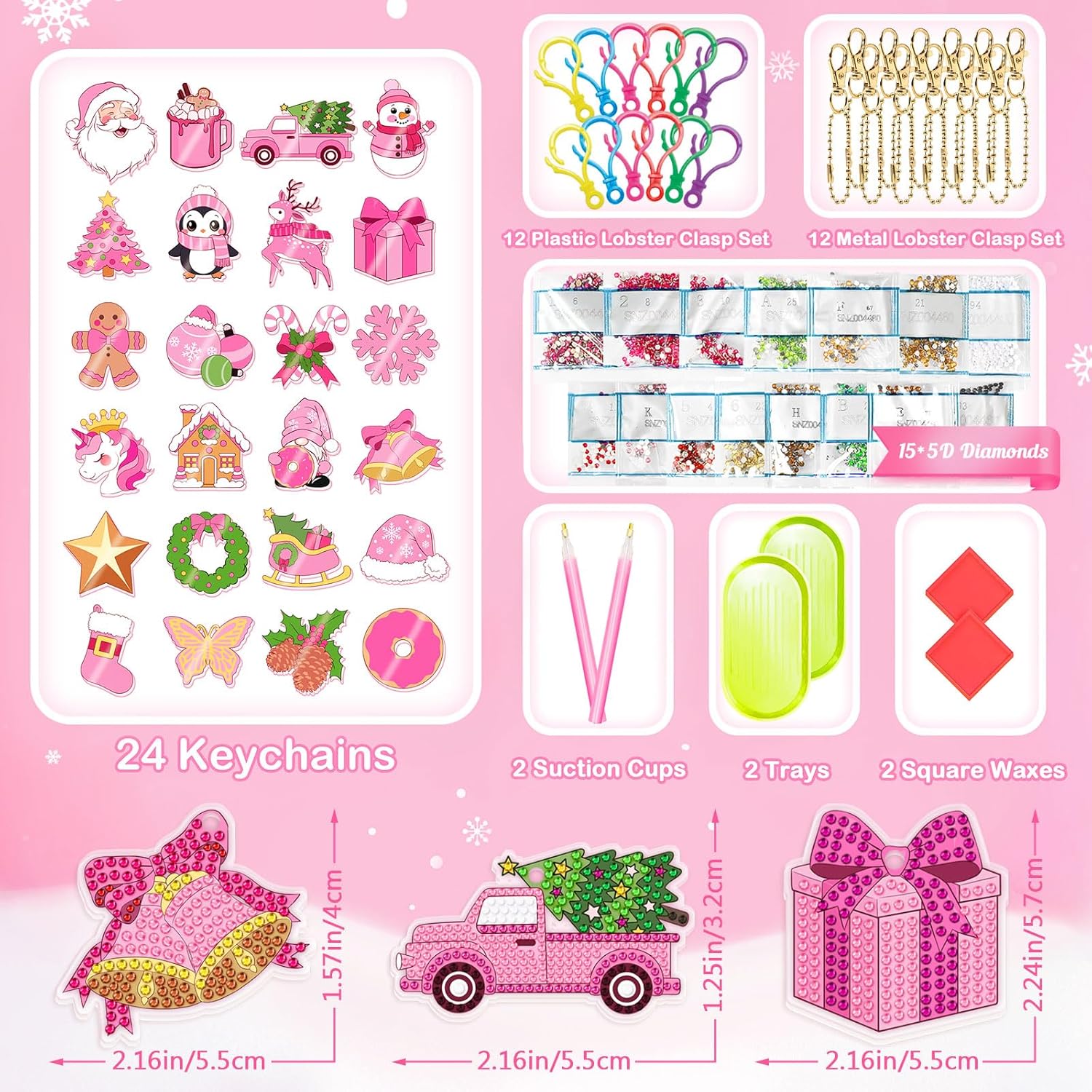 MJartoria Bundle - Advent Calendar 2025 for Girls Kids Christmas Accessories for Elf Doll and DIY Diamond Painting Keychain Advent Calendar
