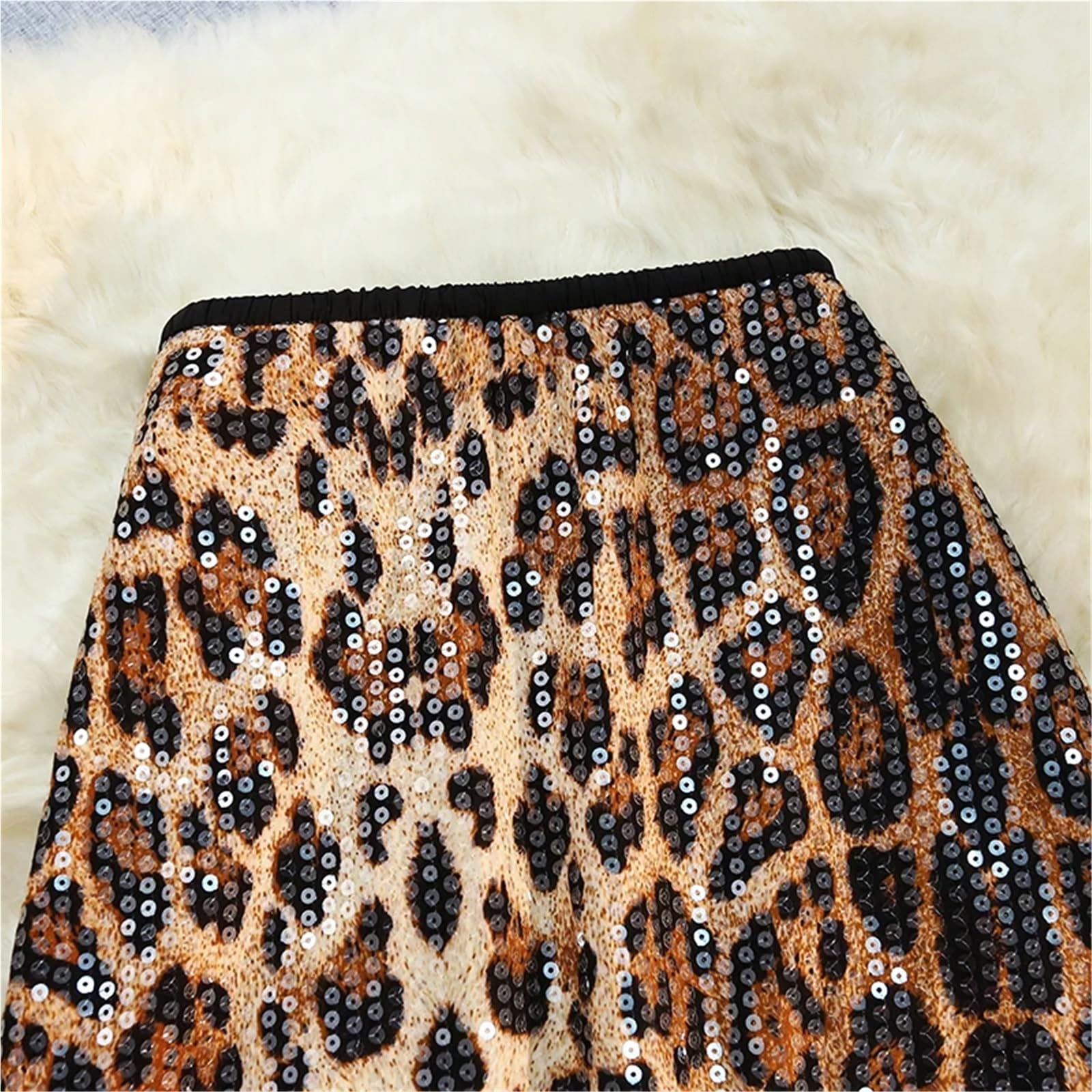 Gonna Leopardata Gonne da Donna a Coda di Pesce con Paillettes in Stile retrò, gonne snellenti a Vita Alta e Lunghezza Media per Festa