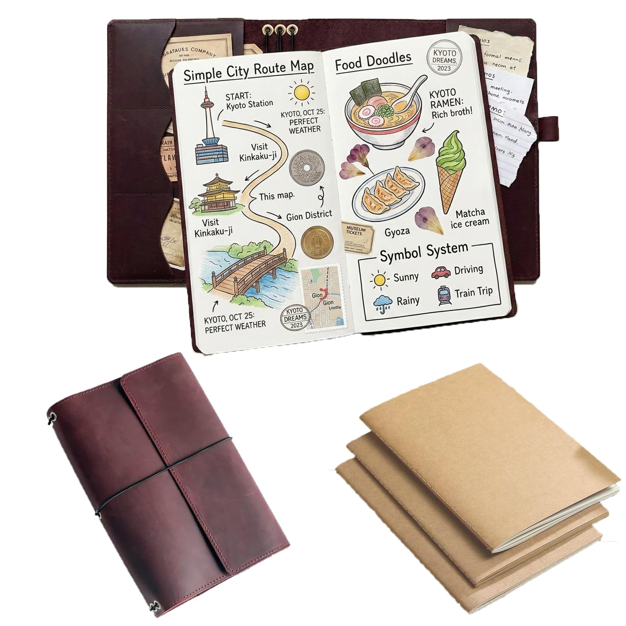 Travelers Notebook Cover - Diario da viaggio in pelle ricaricabile
