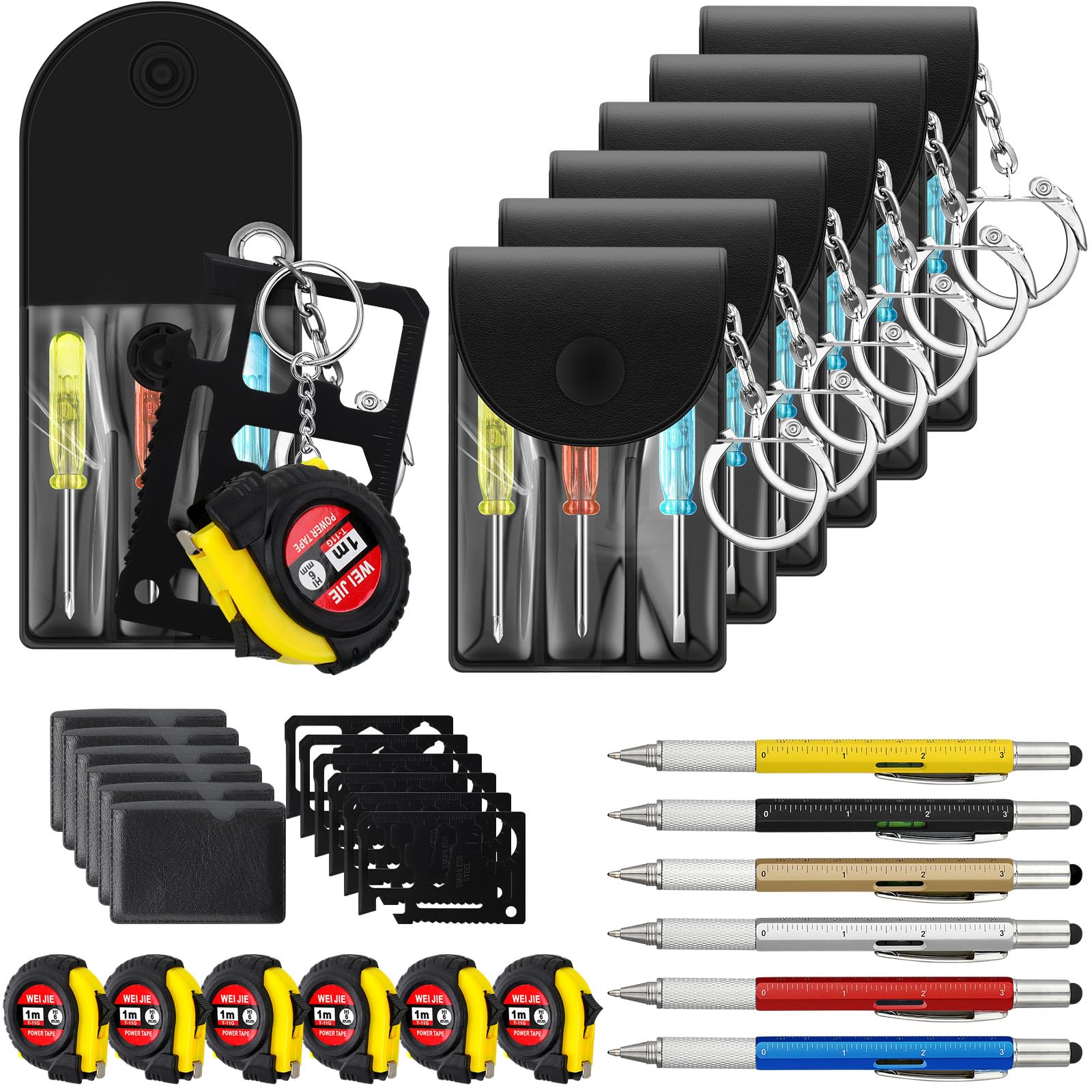 Photo 1 of Saysurey 24 Pcs Mini Screwdriver Tape Keychain Set Multitool Pen Card Father's Gifts Bulk Mini Tool Set for Adult Men Dad (Multicolor)