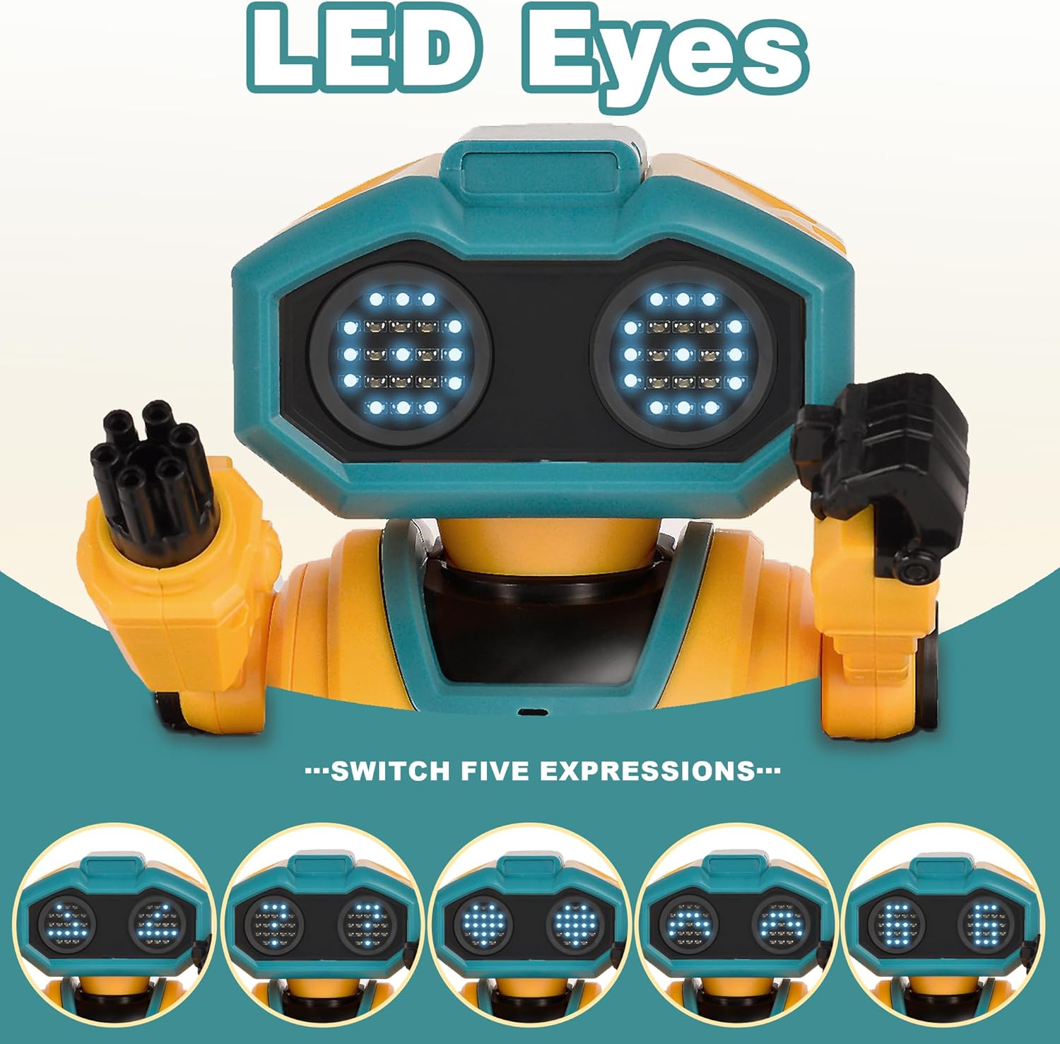 BYTEWAR Robot Toys for Kids, Rechargeable RC Robots with GestureSensing,Auto-Demonstration, Robot Toy for Kids 3-5(Yellow)