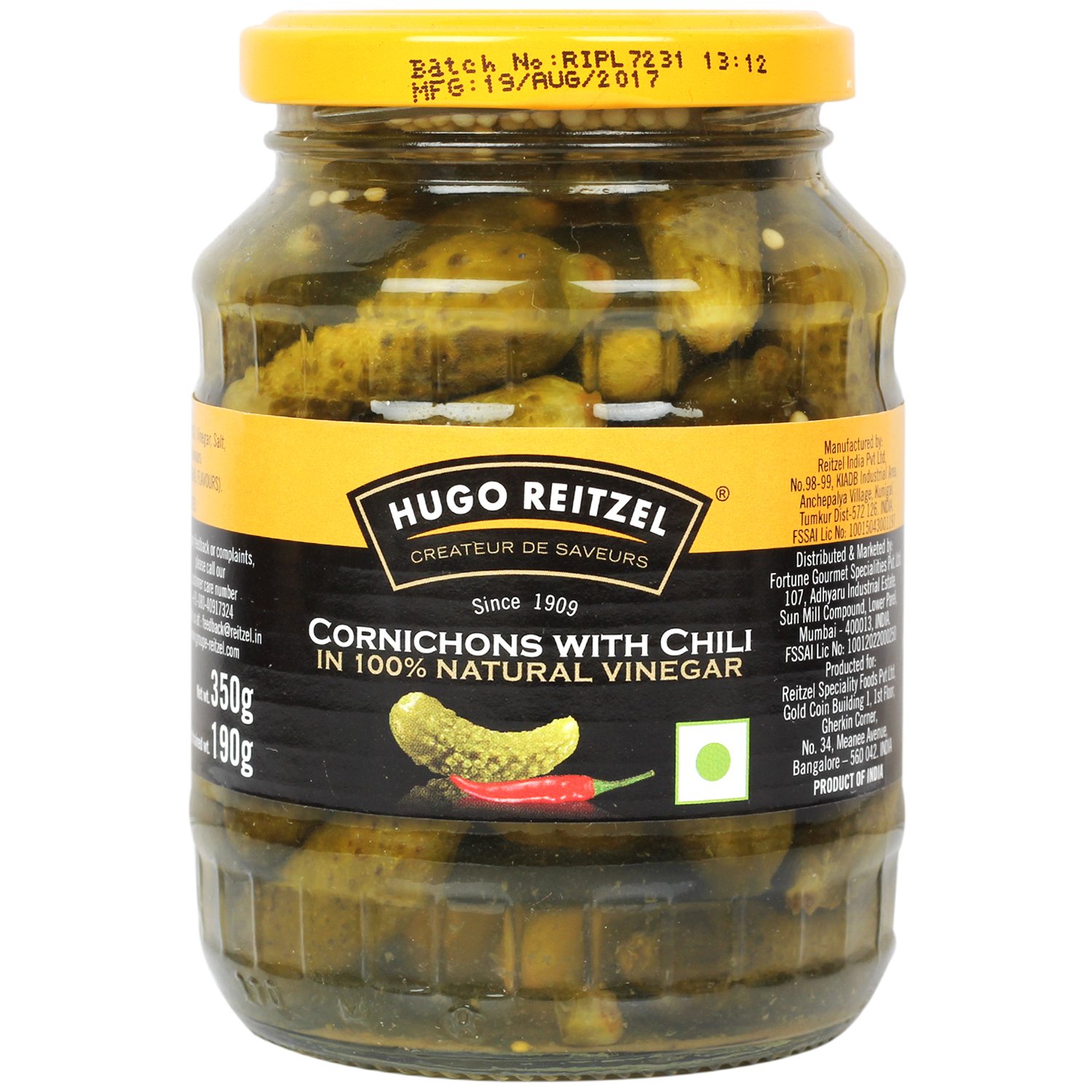 Hugo Reitzel Cornichons with Chilli, 350g Amazon.in Grocery