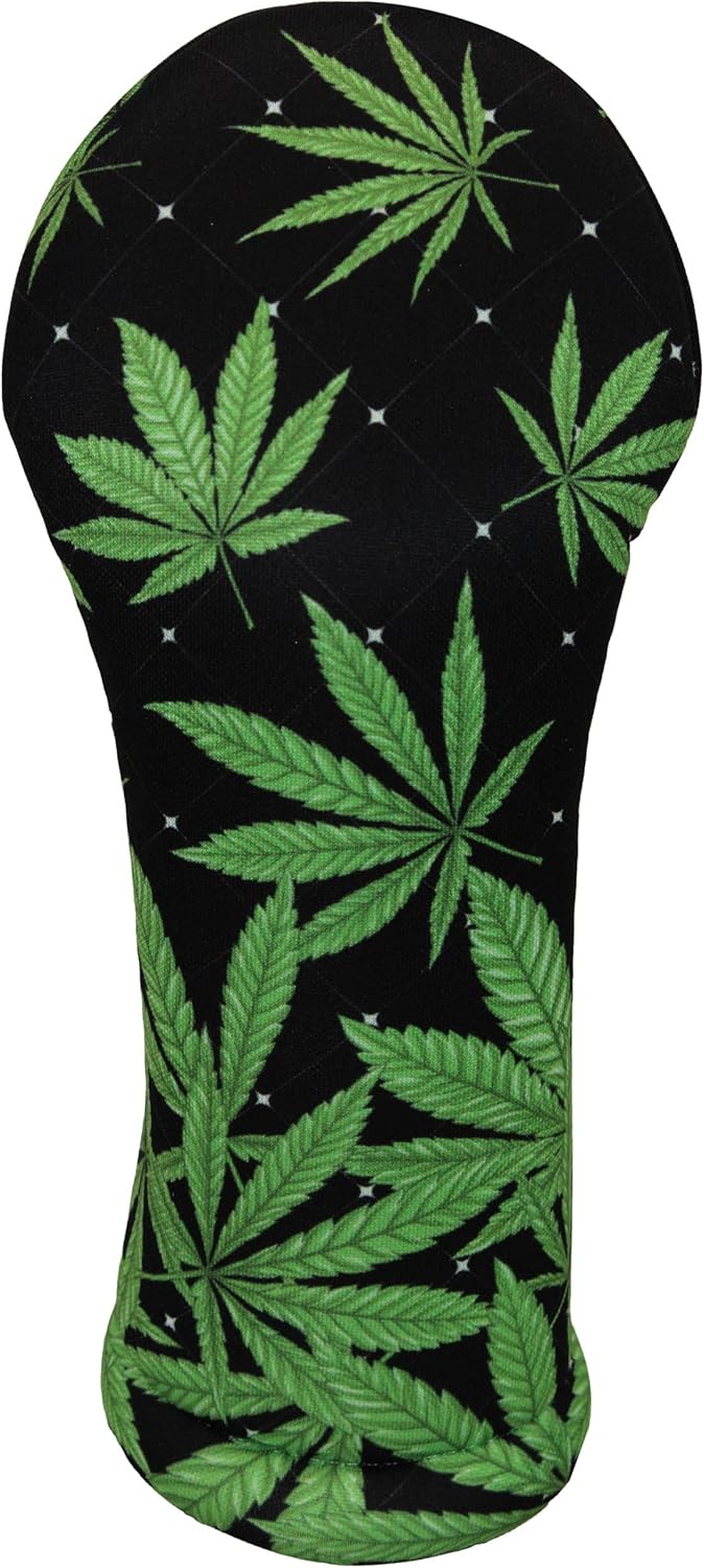 Black Marijuana Leaf | Golf Club Headcover | Driver Fairway Hybrid-Sold Separately | Handmade in USA by BeeJos
