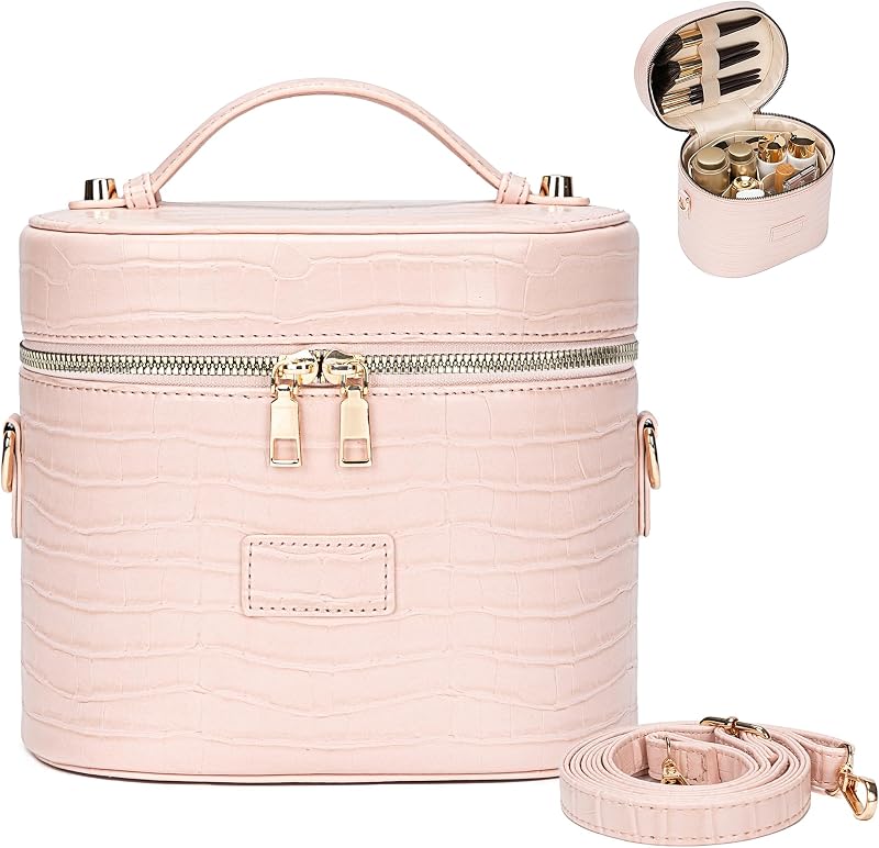Necessaire BAGOK em couro sintético com divisória removível, compartimentos laváveis, zíper duplo e alça – 1 unidade