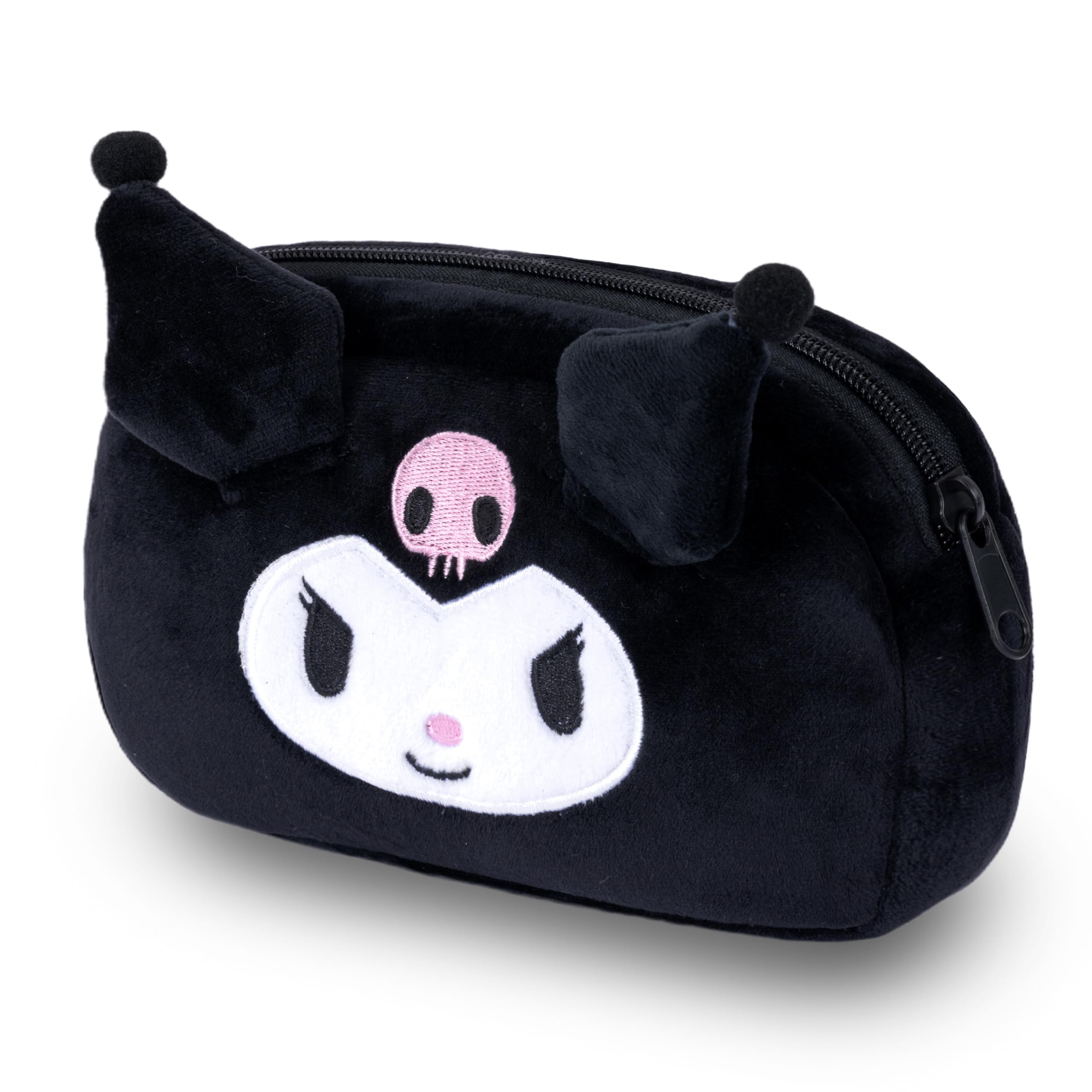 Roffatide Small Women Cosmetic Bag Anime Makeup Bag Portable Zipper Pouch Case Black