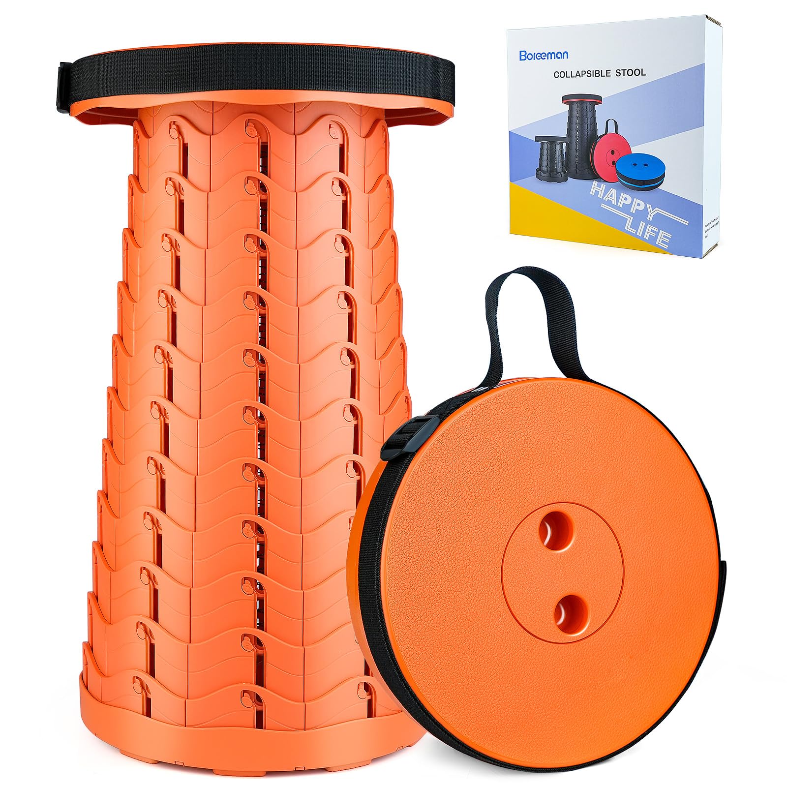 Boreeman Upgraded Folding Stool Lightweight Yet More Sturdy with Load Capacity 400lbs Portable Collapsible Stool for Camping Fishing Hiking BBQ (All