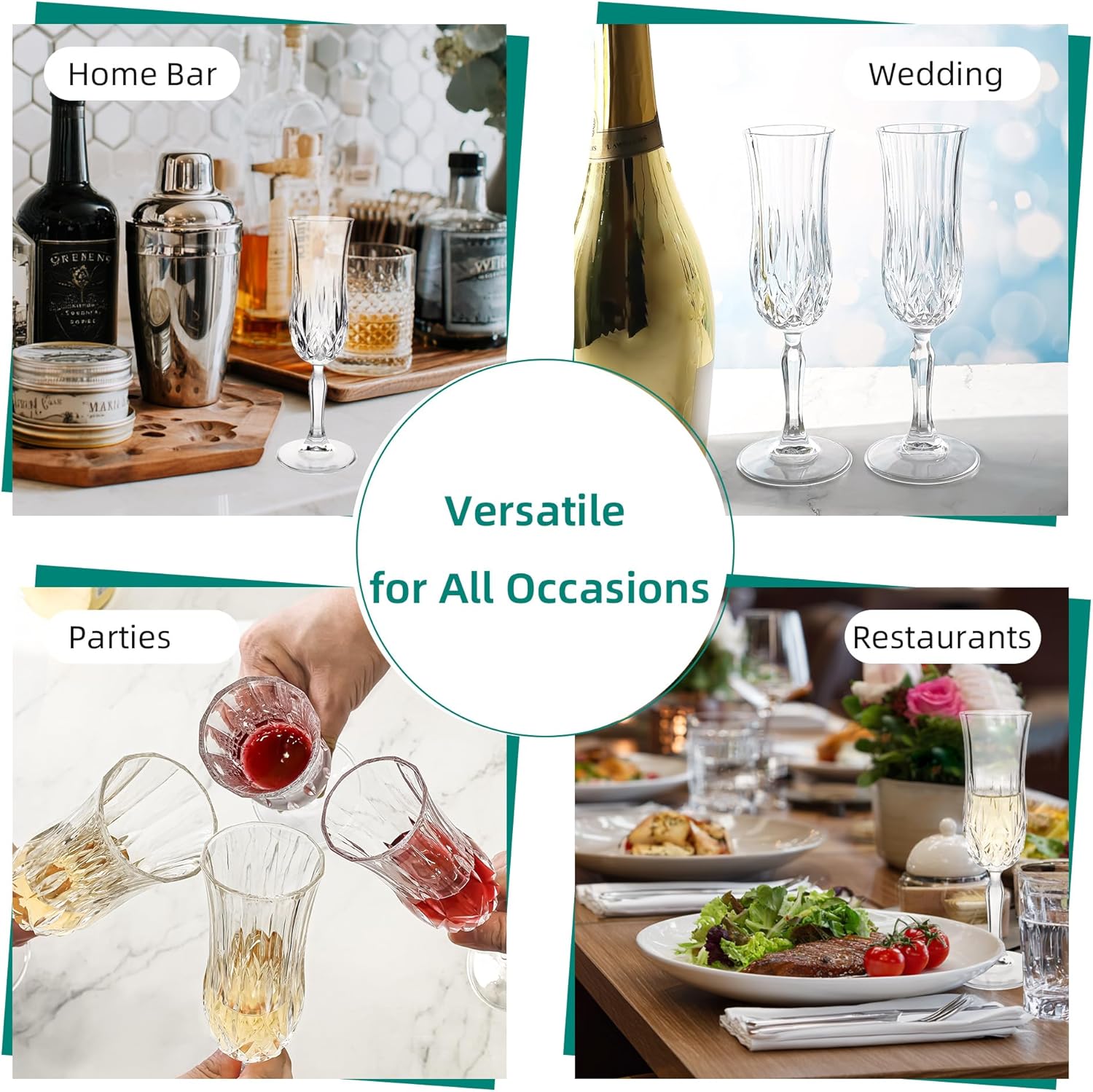 Champagne Glasses Set of 12, 4.4Oz Premium Stemmed Vintage Champagne Glasses, Crystal Clear Goblet Glassware for Wine, Whiskey, Liqueur, Perfect for Valentine’s Day/Wedding/Anniversary - Image 7