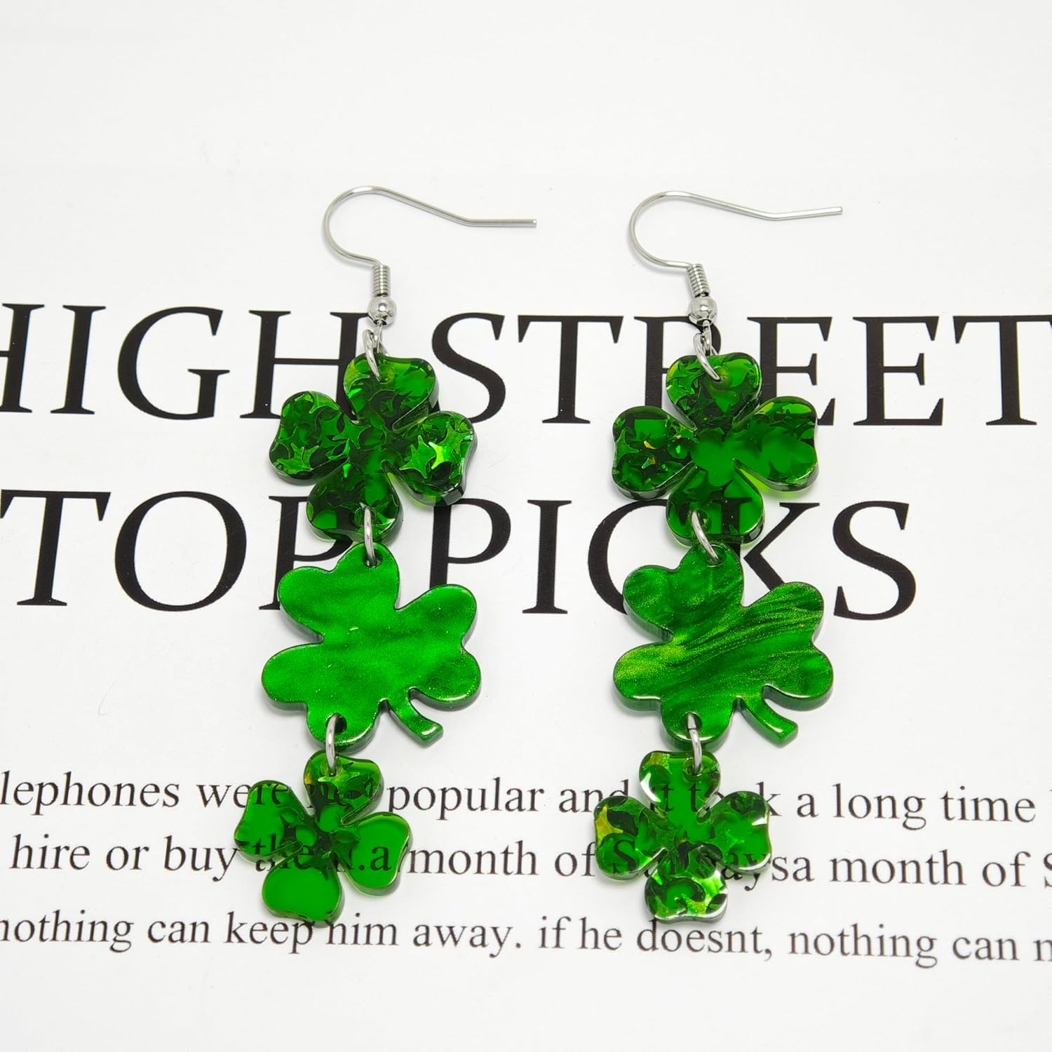 St Patrick’s Day Shamrock Earrings for Women Green Clover Acrylic Drop Dangle Earrings St Patrick’s Day Festival Jewelry Accessories - Image 6