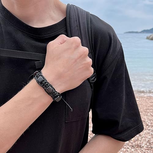 Miniatura 6 de Karelian Heritage Genuine Shungite Shambhala Macrame and Arachne Bracelet Shungite Stone Jewelry for Men Women Natural Black Stone Macrame