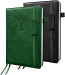 Notebook Journal 2 Pack, A5 Leather Notebooks for Work, School, 100GSM College Ruled Journals Lined Pages, VALIDASS 256 Pages Meeting Hardcover Notebook for Women,Men(Black_Brown)