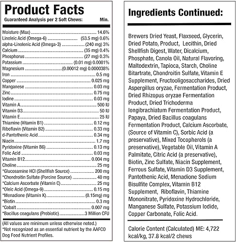 Miniatura 5 de Larry Multivitamínico para perros 8 en 1 vitaminas para perros con Omega 3 6 9 probióticos para perros y condroitina de glucosamina para la salud