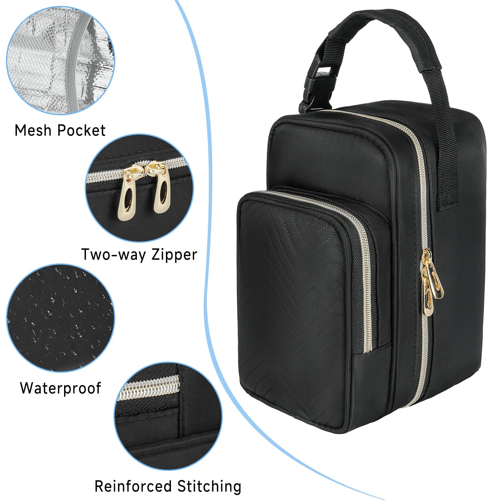Breastmilk Cooler Travel Bag with Ice Pack,Portable Breastmilk Cooler Bag with Buckle Handle,Insulated Breastmilk Storage Bag Cooler,Black - Image 4
