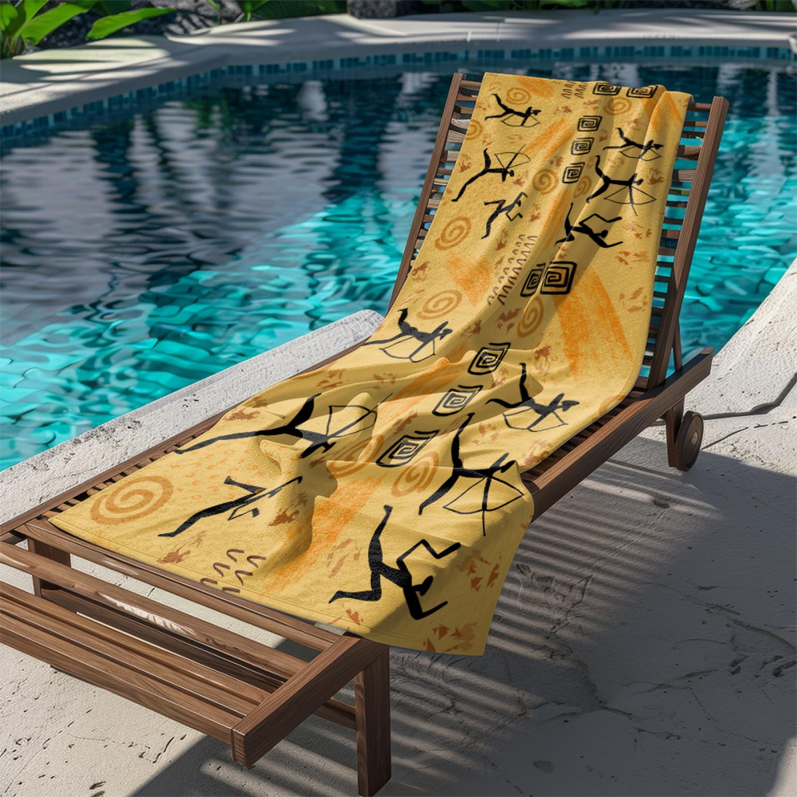 Telo Mare Microfibra 210x230 Giallo Nero Retro Telo Spiaggia Grande Antisabbia,XXL Asciugamano Mare, Asciugatura Rapida, Stuoia Spiaggia Leggero E Portatile