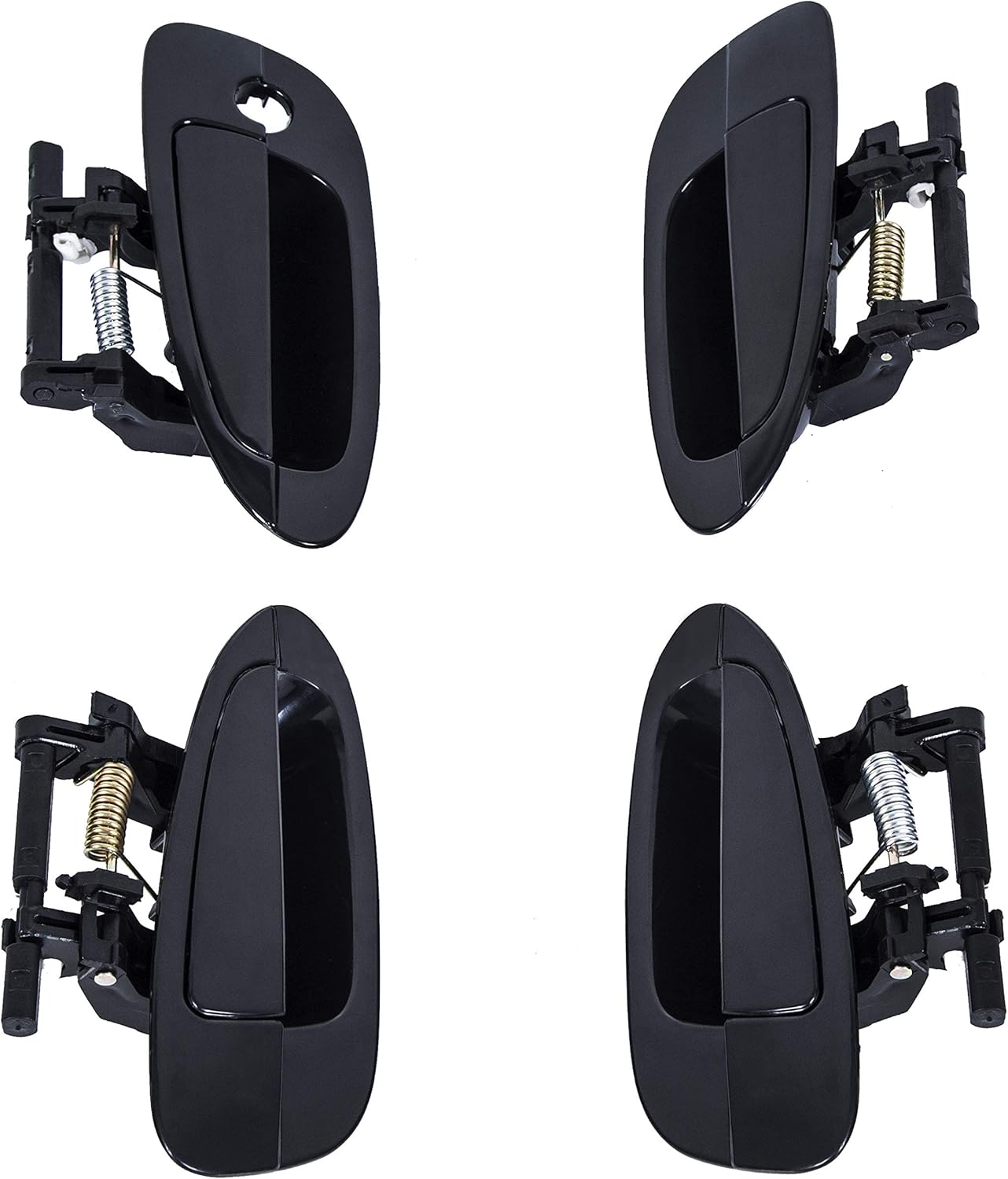 ECOTRIC Door Handle Smooth Black Exterior Outside Compatible with 2002-2006 Nissan Altima (Front Left & Right + Rear Left & Right)