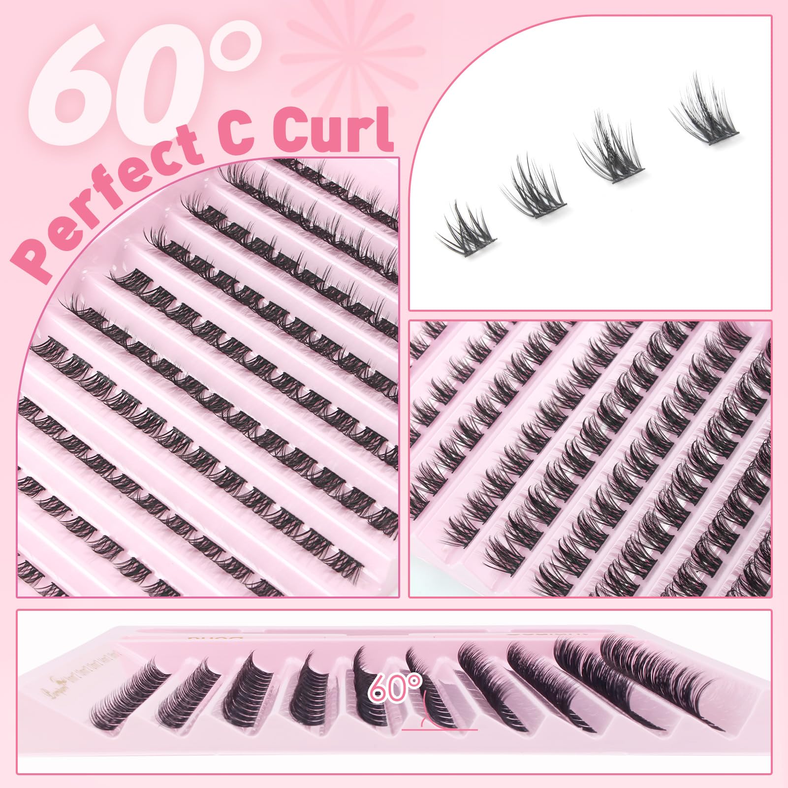 Parriparri Ciglia Finte Kit con Colla Naturali Ciglia Finte Ciuffetti con Bond e Seal Morbide Extension Ciglia per Uso Personale e Domestico