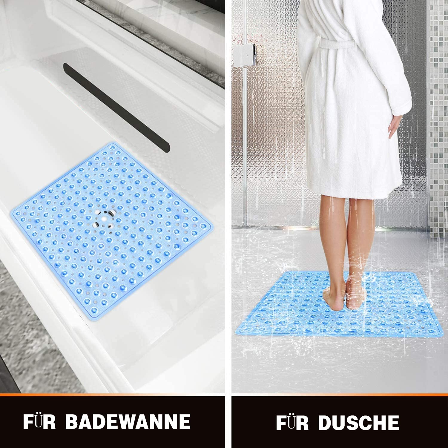 BWBIKE Tappetino Doccia Angolare Loofah, Antiscivolo Antimuffa 60 x 60 cm, per Interno Esterno, Vasca Quadrante, Settore Lavabile