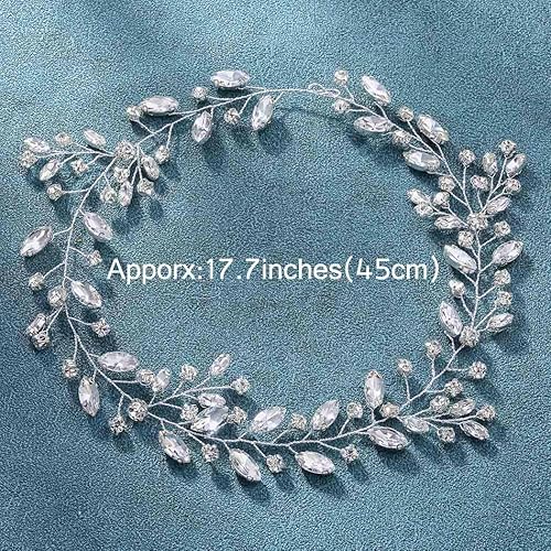 Miniatura 2 de JAKAWIN Bride Crystal Wedding Hair Vine Gold Bridal Hair Piece Rhinestone Accesorios para el cabello para mujeres y niñas HV113 (dorado)