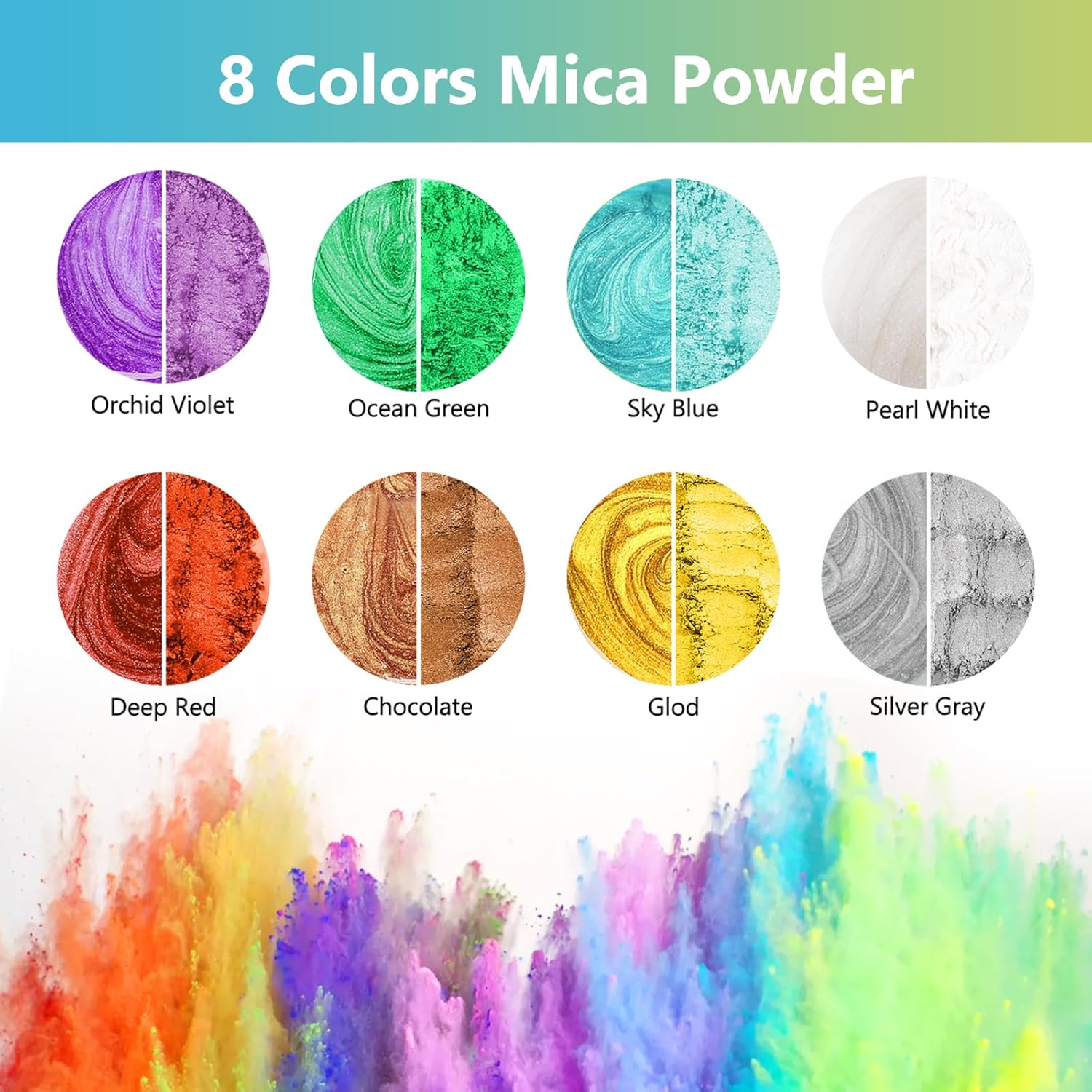 OcePor Epoxy Resin 1 Gallon - Clear Epoxy Resin Kit with 16 Pigments and 8 Colors of Mica Powders - No Yellowing No Bubble Casting Resina for Art Crafts, Jewelry Making & Resina Molds(1/2 Gallon x 2)