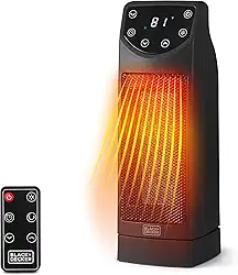 BLACK+DECKER Aquecedor oscilante, aquecedor portátil com controle remoto, aquecedor de cerâmica pequeno com duas configurações de calor e display LED, aquecedor pequeno de 1500 W