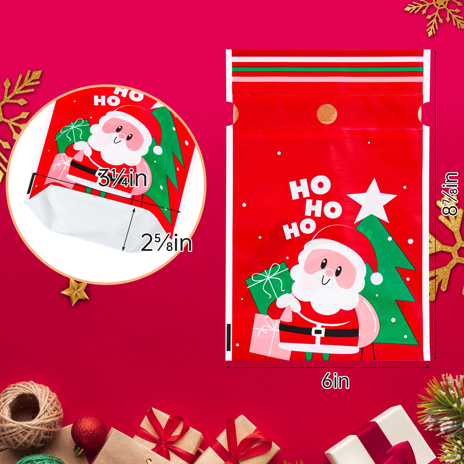 NiHome Lot De 50 Sacs Cadeaux Merry Christmas Avec Cordon De