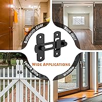 Vista 6 de 2 Packs Barn Door Lock Latches, Matte Black Stainless Steel Flip Gate Latch Security Door Latch, Door Lock for Barn Door, Pet Door, Bathroom, 2