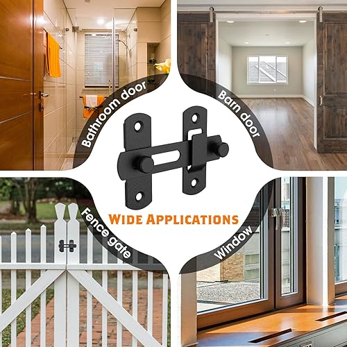 Miniatura 6 de 2 Packs Barn Door Lock Latches, Matte Black Stainless Steel Flip Gate Latch Security Door Latch, Door Lock for Barn Door, Pet Door, Bathroom, 2