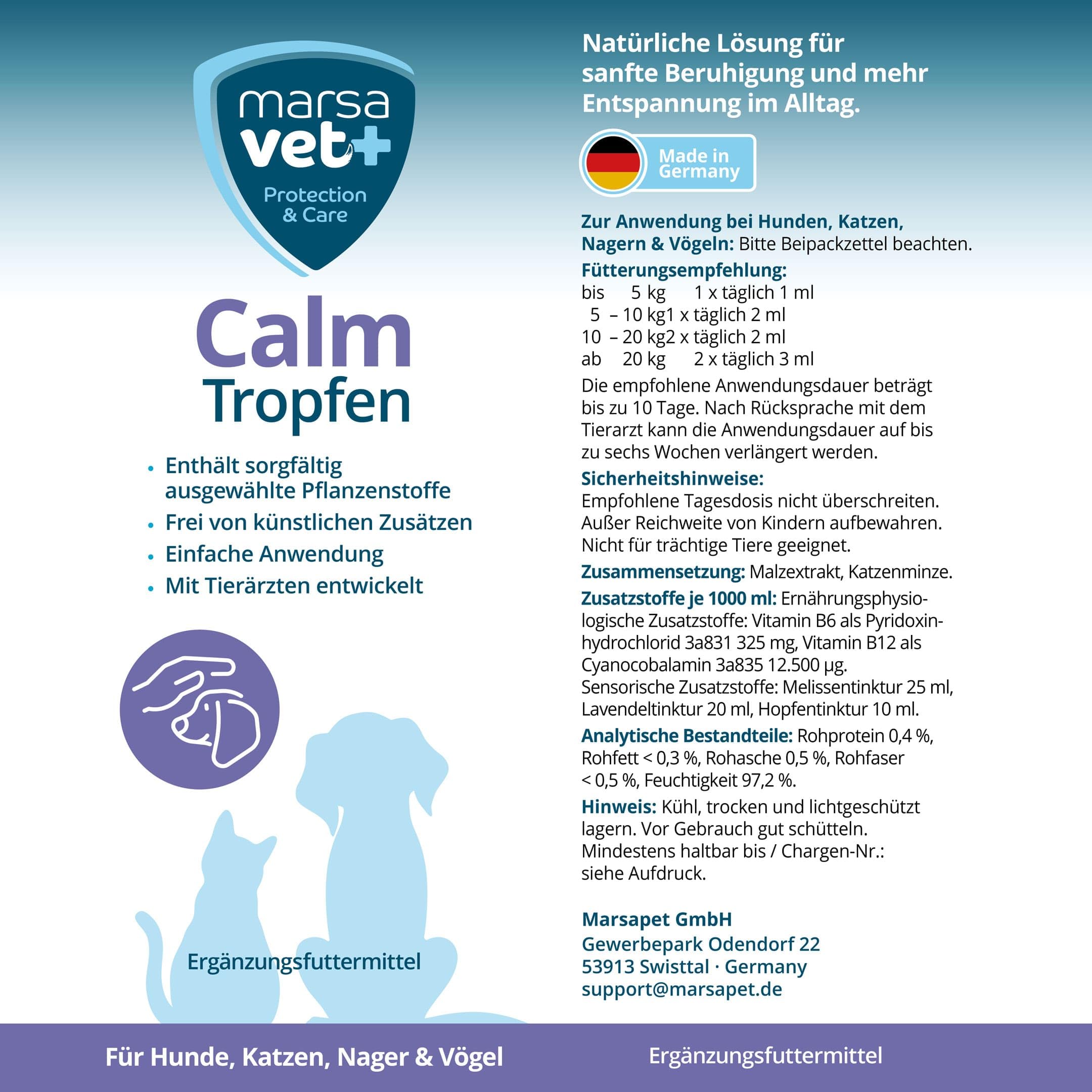 Marsavet+ Calm Natural Calming Drops with Catnip for Dogs Cats, Rodents and Birds, Gentle Support for Stress Fireworks - Image 4
