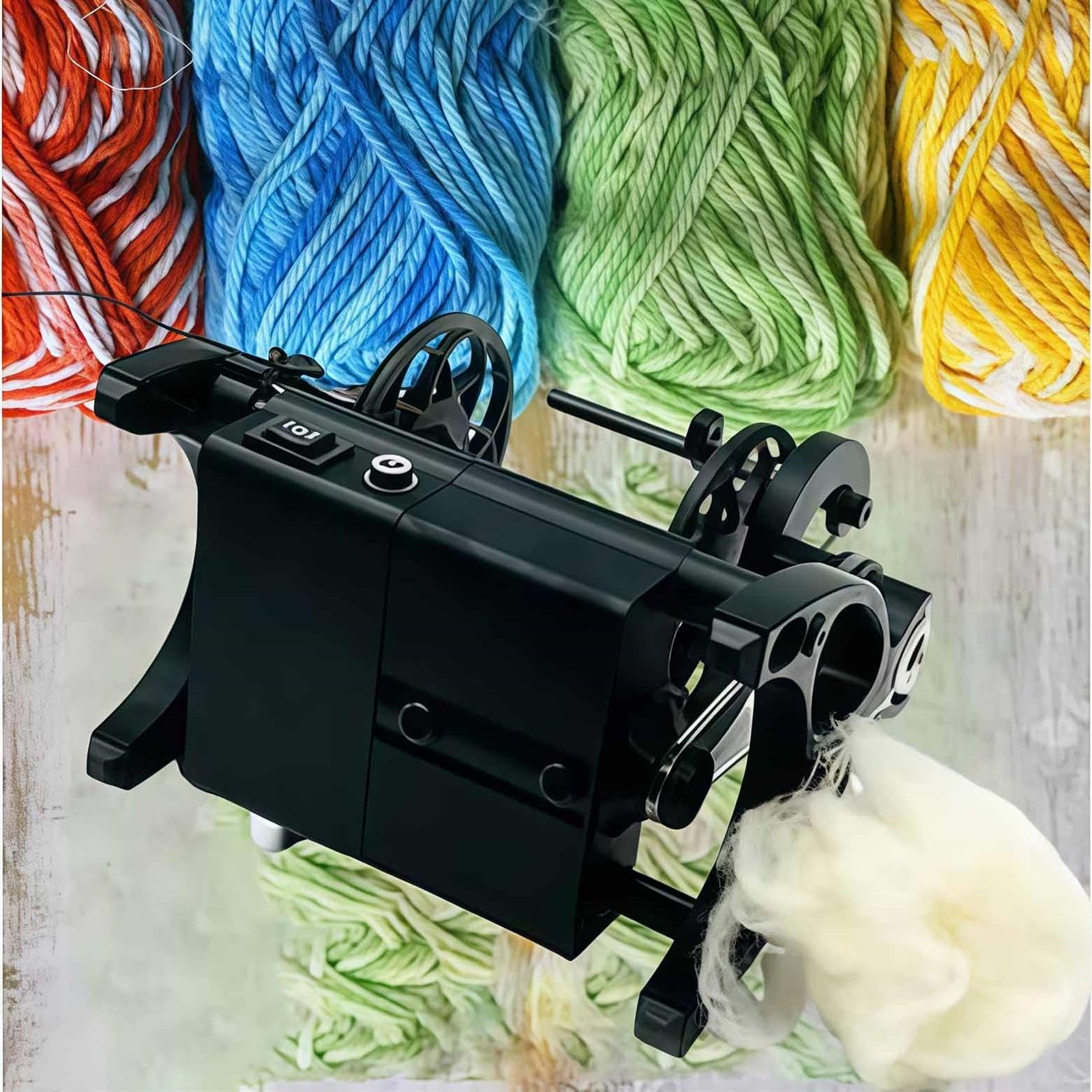 Mini elektryczne koło spinningowe do wełny, 12 V z 3 szpulami, funkcja do przodu/do tyłu, maksymalna prędkość 800 obr./min, pojemność 120 g do skręcania włókien wełnianych