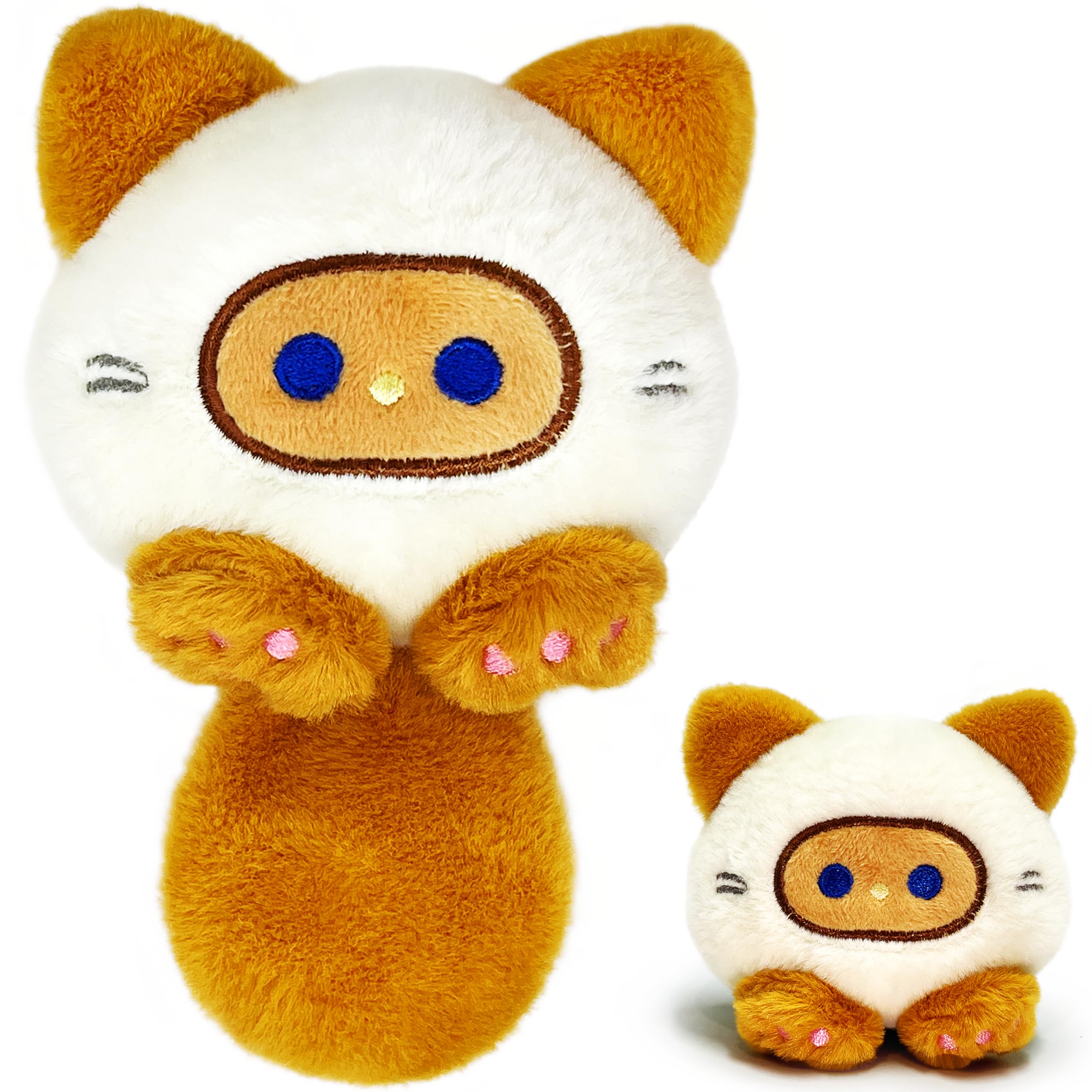 White Cat Stuffed Animals, Kawaii Cat Plushies for Girls and Boys, Soft Cats Mini Plush Toy Keychain, Fun Cuddly Plush Toys for Kids, Stuffed Animal for Birthday Gifts, Kids Prizes