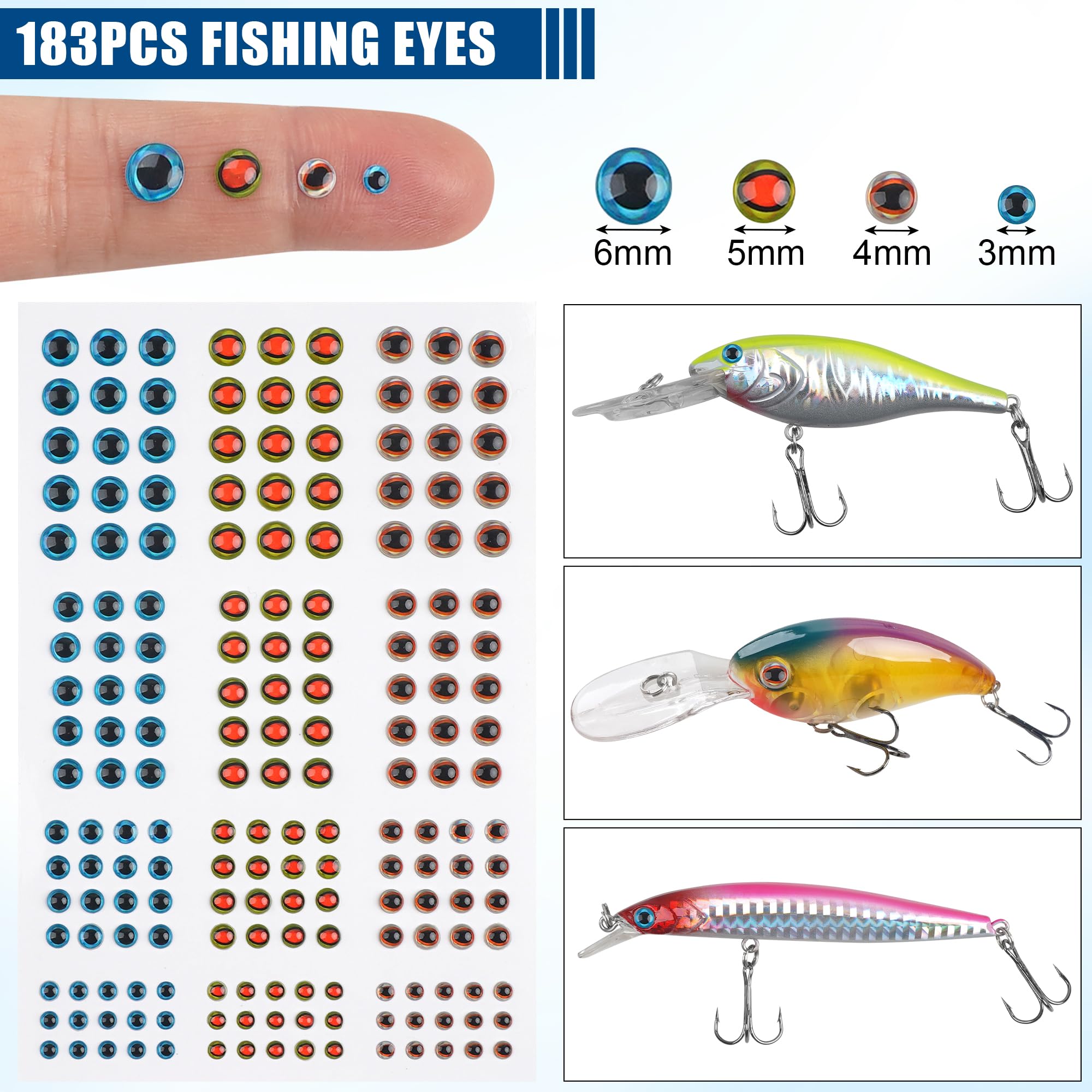 Kit de fabrication de leurres de pêche non peints - Leurres vierges - Avec hameçons triples - Anneaux fendus - Autocollants pour faire vos propres leurres de pêche