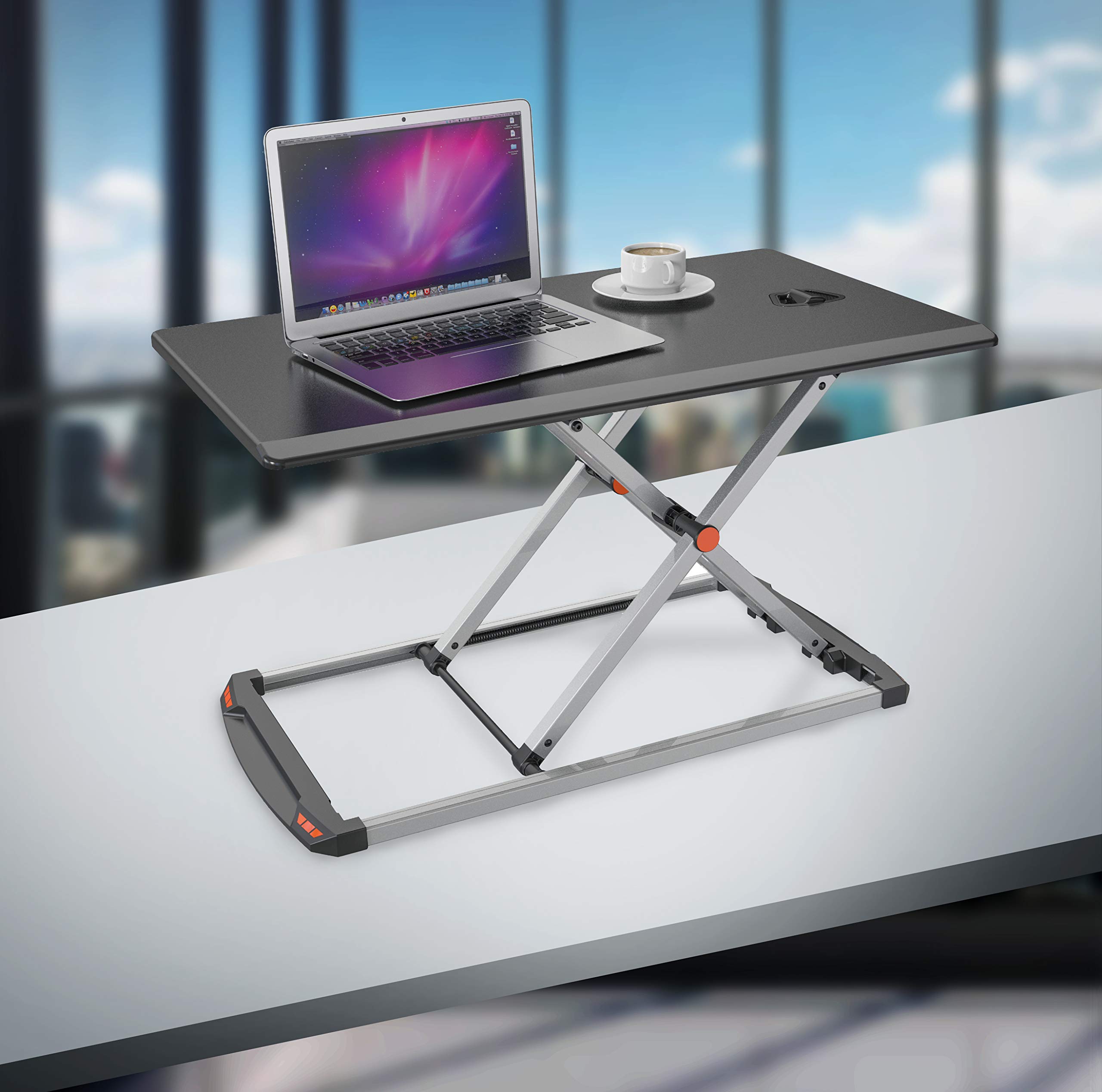 Duronic DM05D11 BK Scrivania Ergonomica Regolabile 5–40cm 74x43cm | migliora postura quotidiana, riduce affaticamento cervicale e lombare, favorisce alternanza seduta e in piedi smart working