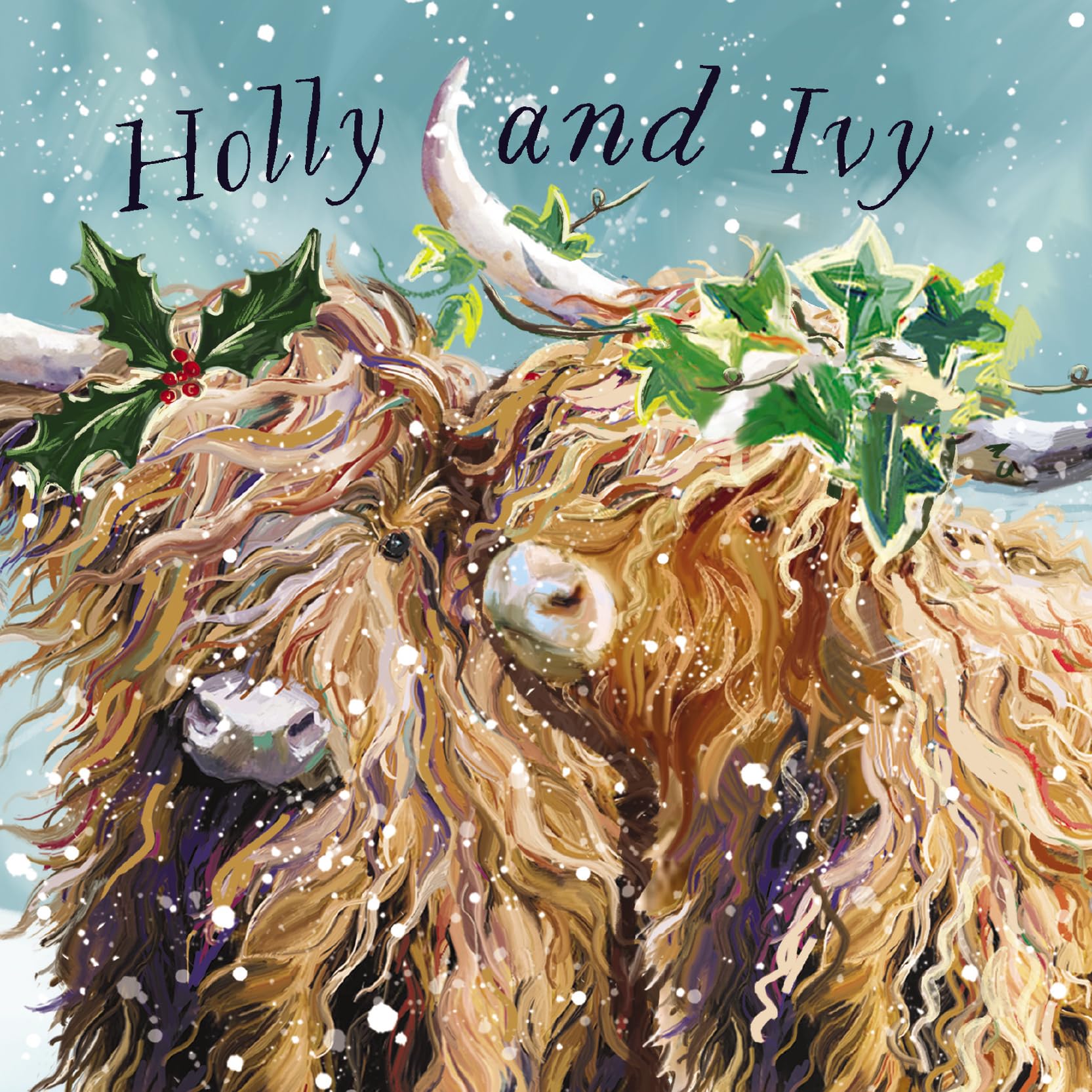 Ling Design Charity Christmas Cards Multipack - Pack of 8 Premium Christmas Greeting Cards with Envelopes, Festive Highland Cows - Supporting UK Charities