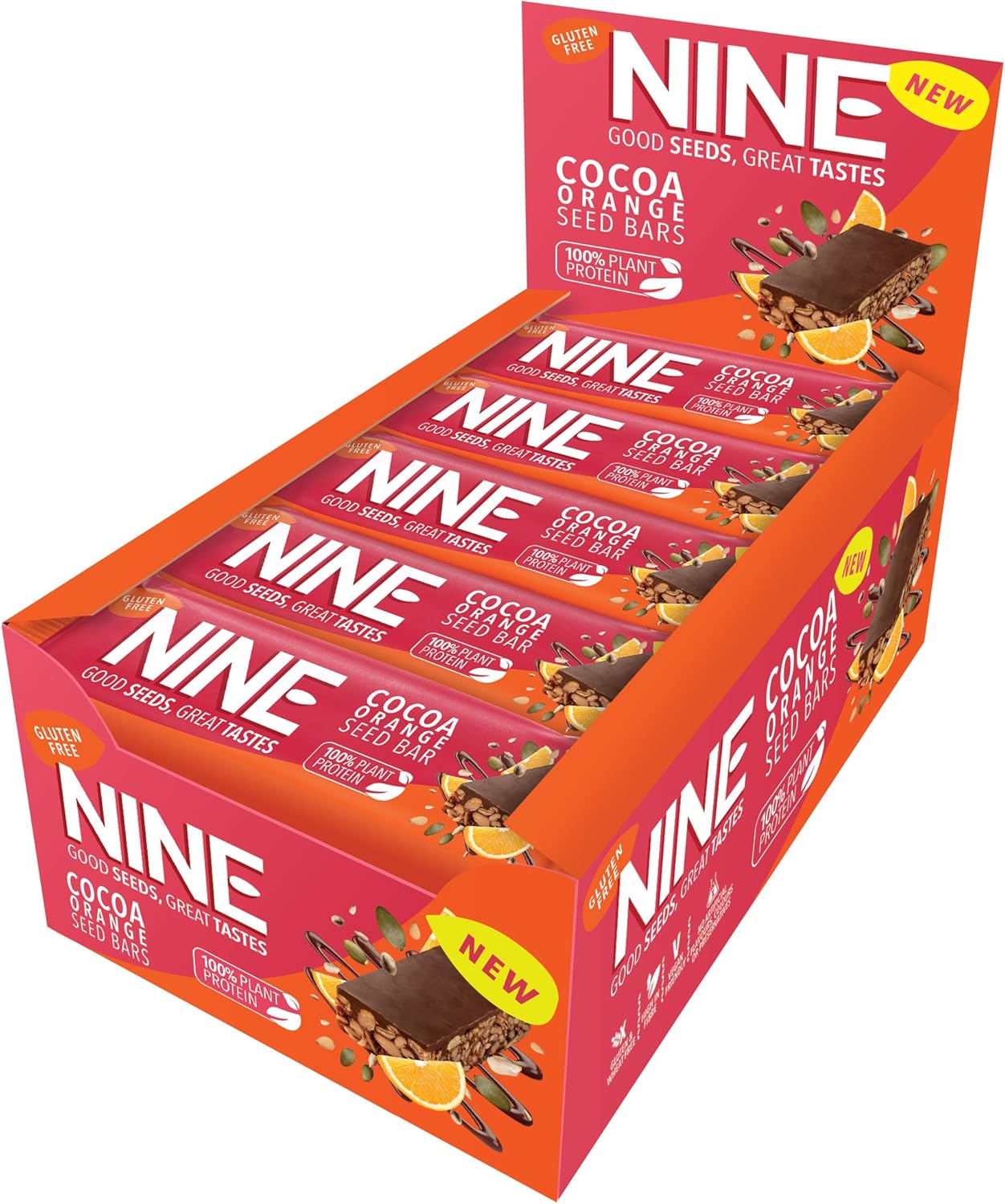 Nine Cocoa Orange Seed Bar, 40 g , Pack of 20 Amazon.co.uk Grocery