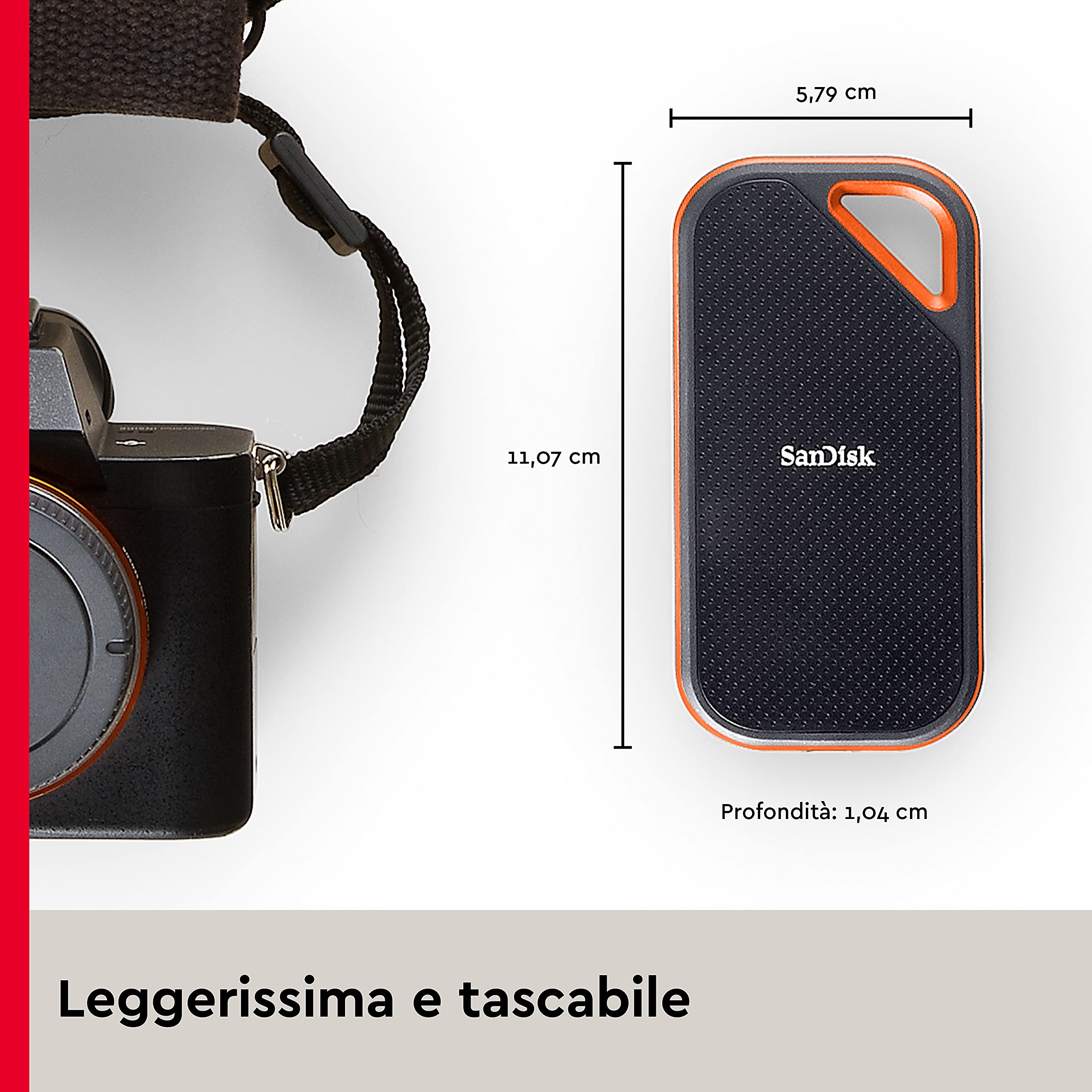 SanDisk Extreme Portable SSD per console Playstation 5 e PC's 2TB, velocità di lettura fino a 1000MB/s, Resistente all'acqua e alla polvere, e alle cadute da 3 metri, Un mese di prova SanDisk Extreme Portable SSD per console Playstation 5 e PC's 2TB, velocità di lettura fino a 1000MB/s, Resistente all'acqua e alla polvere, e alle cadute da 3 metri, Un mese di prova