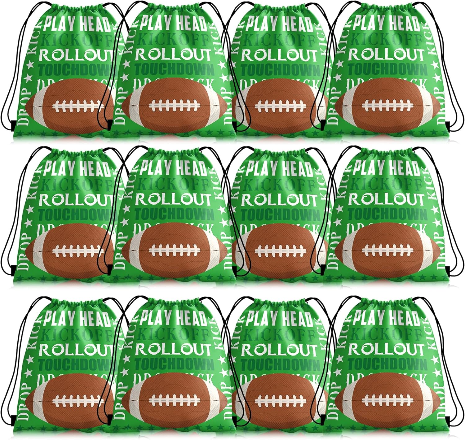 Hying 12 Pieces Football Drawstring Bags Football Party Favors Bags Gym Drawstring Bags Rugby Goodie Bags Football Backpack String Bags for Football Fans Sports Match Gift Supplies