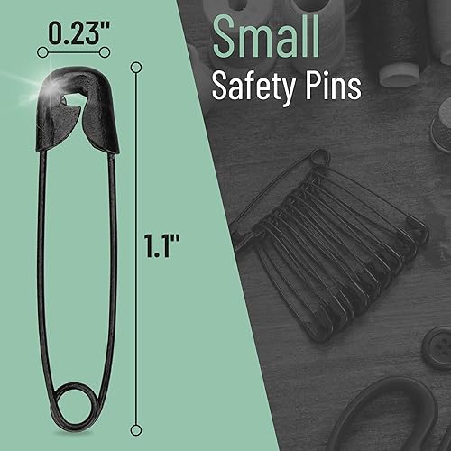 Miniatura 3 de Mr. Pen - Pasadores de seguridad pequeños, 1.1 pulgadas, paquete de 1000, negro, acero niquelado, resistentes a la corrosión, pequeños pasadores