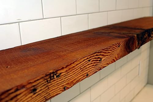 Miniatura 2 de Modern Timber Craft Estante de madera recuperada para repisa  Fácil de instalar  Soportes de ángulo de acero incluidos  Decoración rústica  2