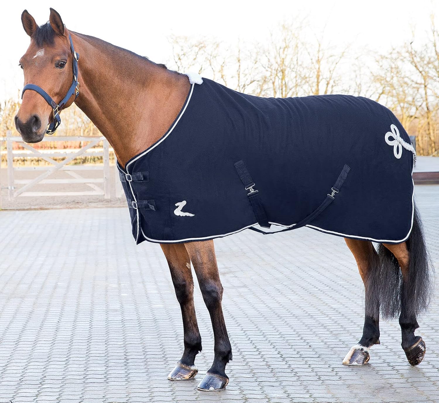 HORZE Millau Wool Blanket - Dark Blue - 72 in