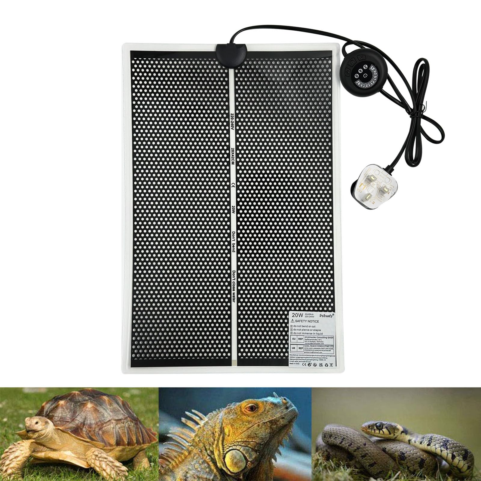 PeSandy Reptile Heat Pad with 7 Button Temperature Adjustment