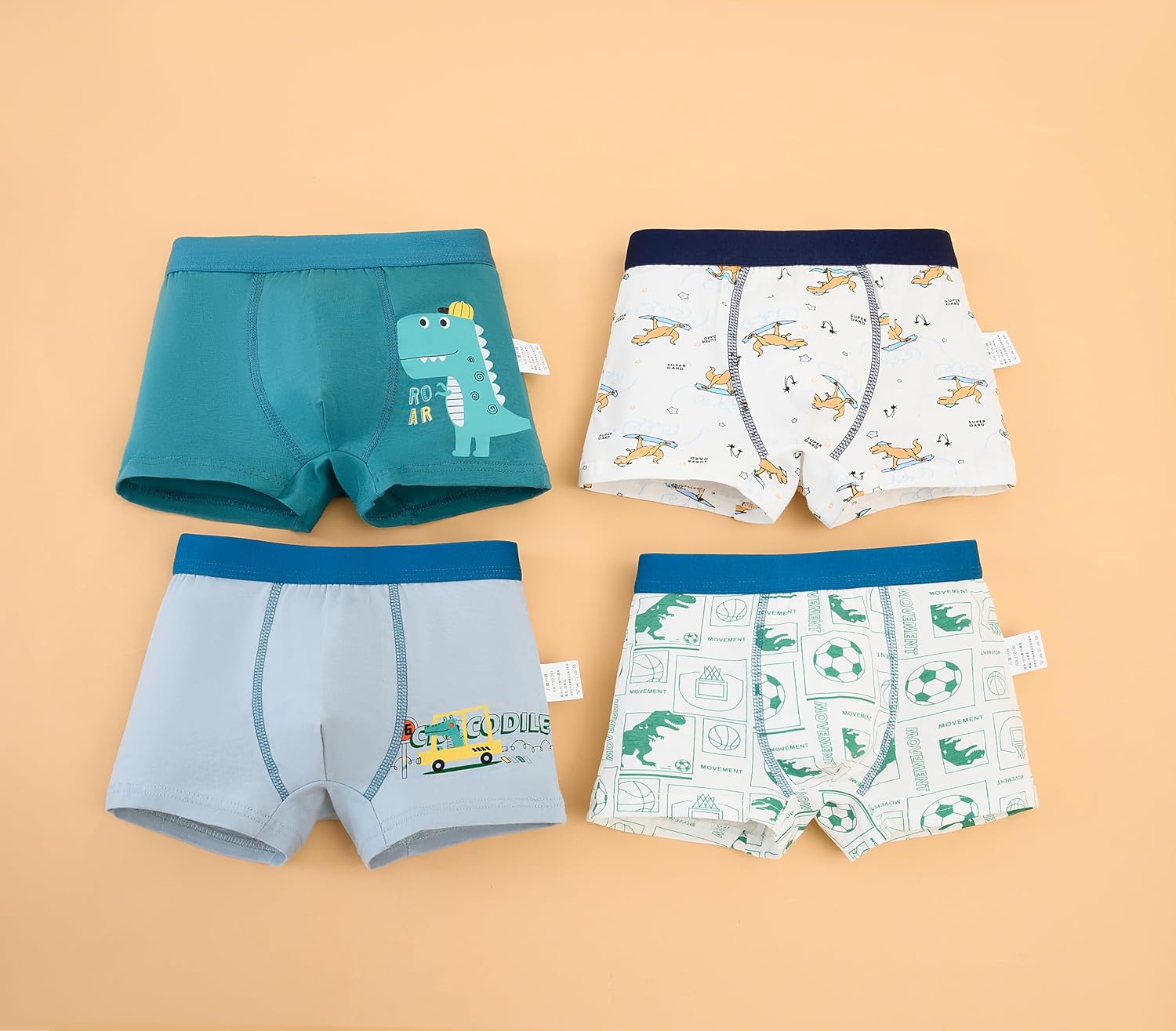 Boys' Cartoon Printed Boxer Briefs Soft Cotton Children's Underwear, 8-Pack