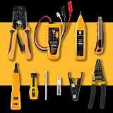 InstallerParts Kit d'outils d'installation réseau 15 pièces – Comprend un testeur de données LAN, une pince à sertir RJ11/45, un poinçon 66 110, une pince à dénuder de calibre 20-30, un couteau - 8