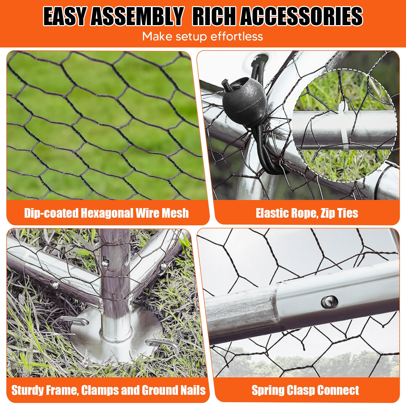 Gallinero Exterior - Jaula de Acero galvanizado para Animales pequeños 3 x 2 x 2 m, 6 m² de Superficie, con Puerta y pestillo, Jaula con Techo de Lona para Pollos