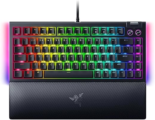 Razer BlackWidow V4 75% Mechanical Gaming Keyboard:Hot-swappable Design-Compact & Durable-Orange Tactile Switches-Chroma RGB-MF Roller & Media…