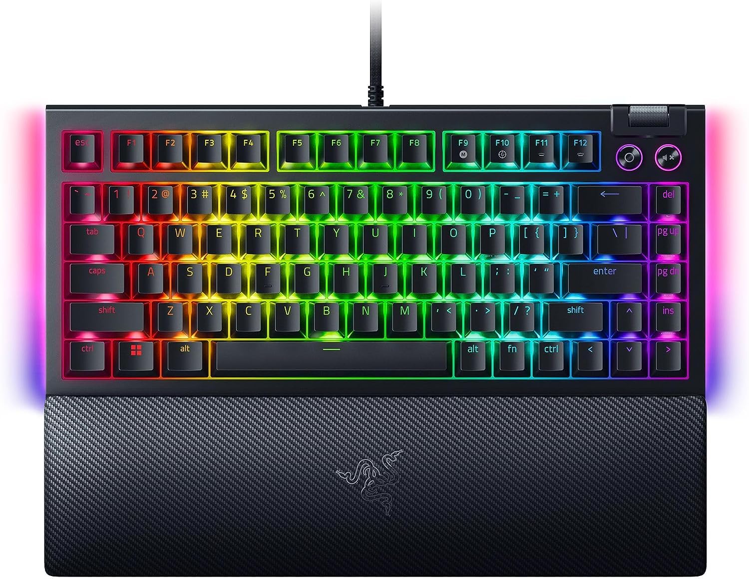 Razer BlackWidow V4 75% Mechanical Gaming Keyboard:Hot-swappable Design-Compact & Durable-Orange Tactile Switches-Chroma RGB-MF Roller & Media Keys-Comfortable Wrist Rest- Black-RZ03-RZ03-05000100-R3M-image-40