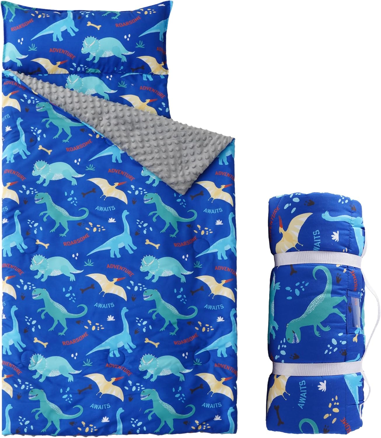 Bunnikins & Clover Toddler Nap Mat with Removable Pillow, Nap Mats for Preschool, Easy Clean Toddler Nap Pad for Kindergarten, Kids Sleeping Bag for Travel Camping