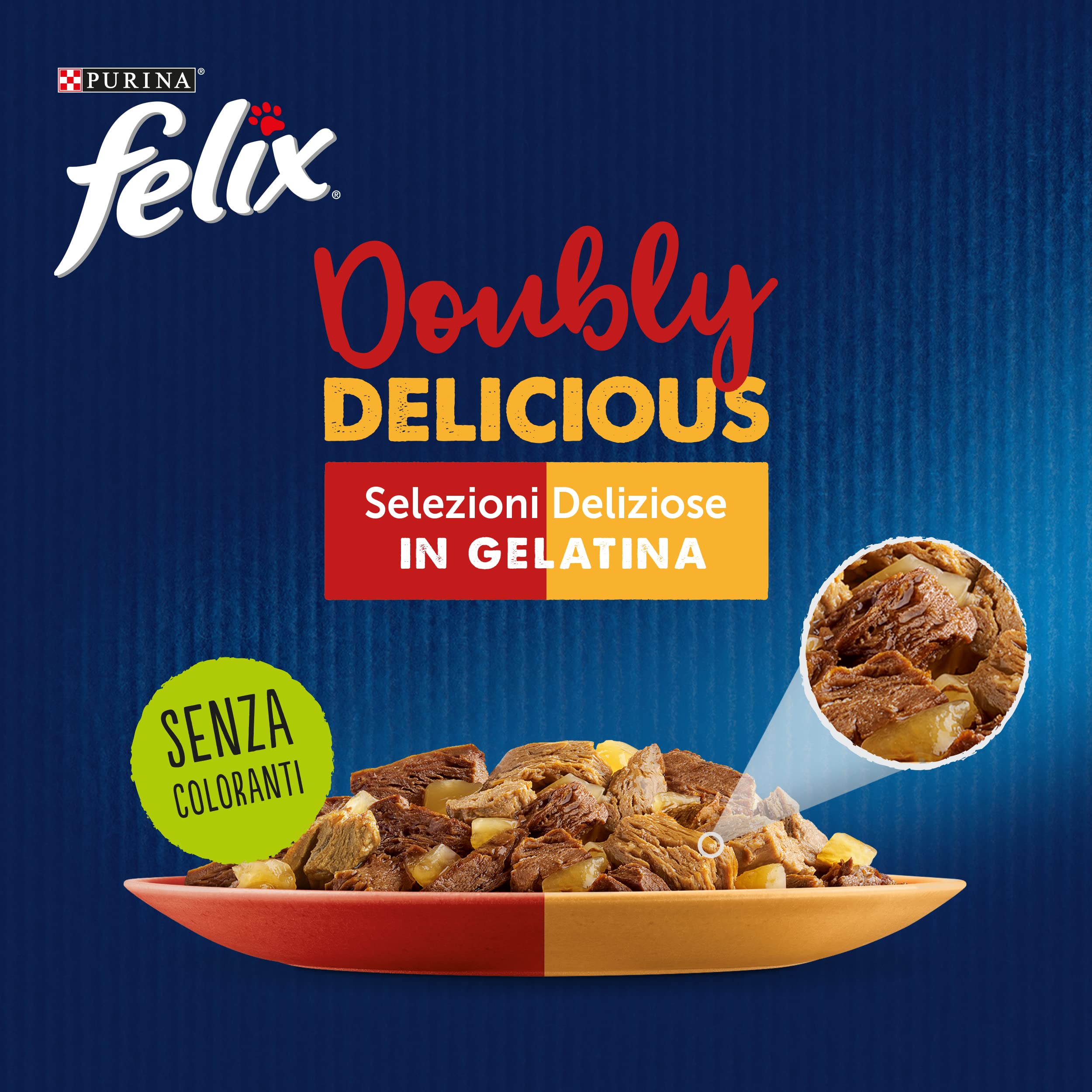 Felix Purina Le Ghiottonerie Doubly Delicious Cibo Umido per Gatti con Manzo e Pollame, Tacchino e Fegato, 48 Buste da 85 g