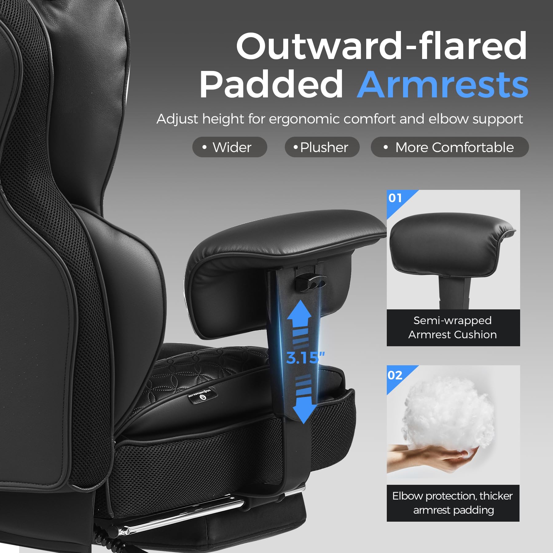 GTPLAYER Gaming Chair Racing Office Computer Ergonomic Video Game Chair Backrest and Seat Height Adjustable Swivel Recliner with Headrest and Lumbar Pillow Esports Chair, Red view 6