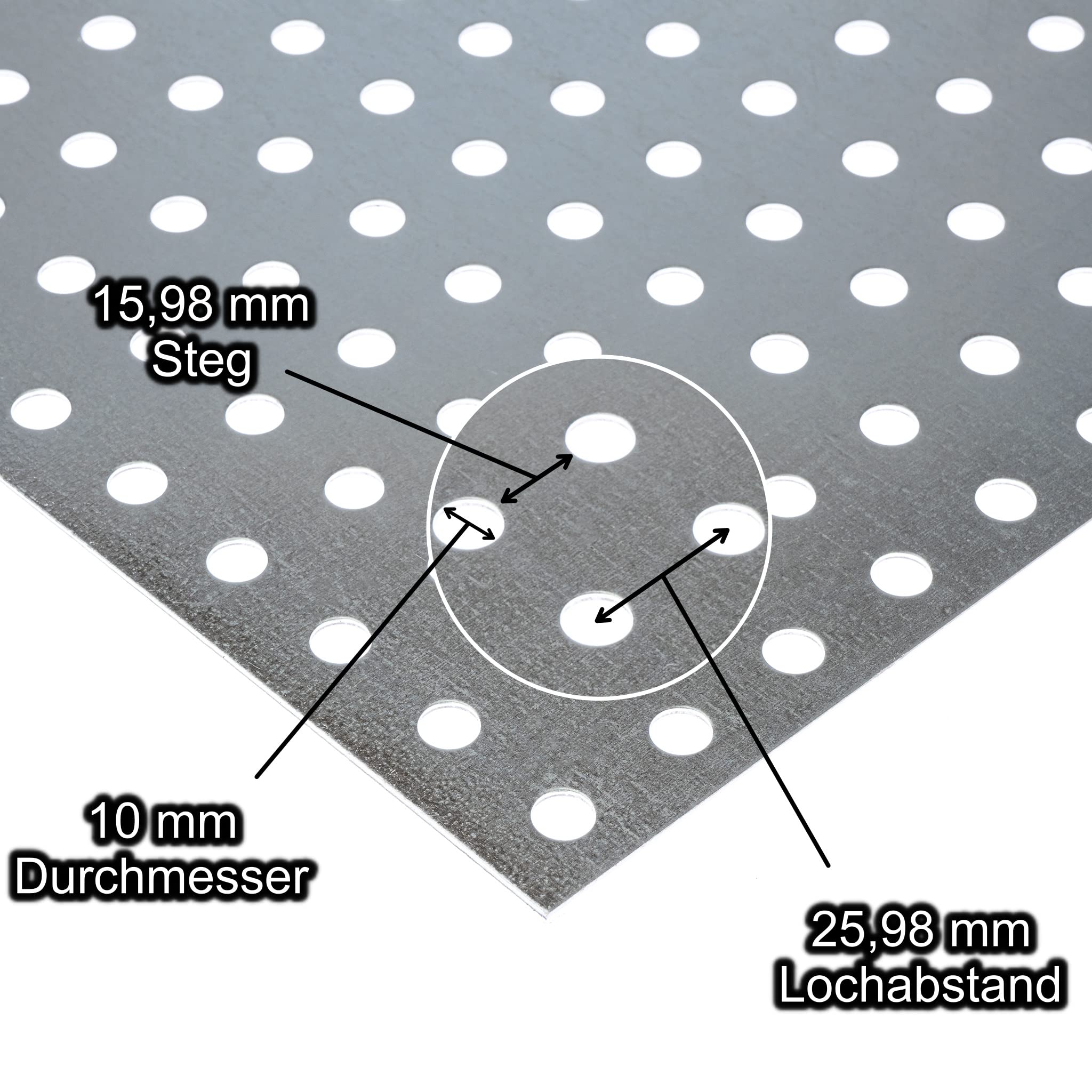 Lochblech Stahl Verzinkt RG 10-25,90 1,5mm dick Magnetisch Zuschnitt individuell auf Maß (1000 mm x 200 mm)