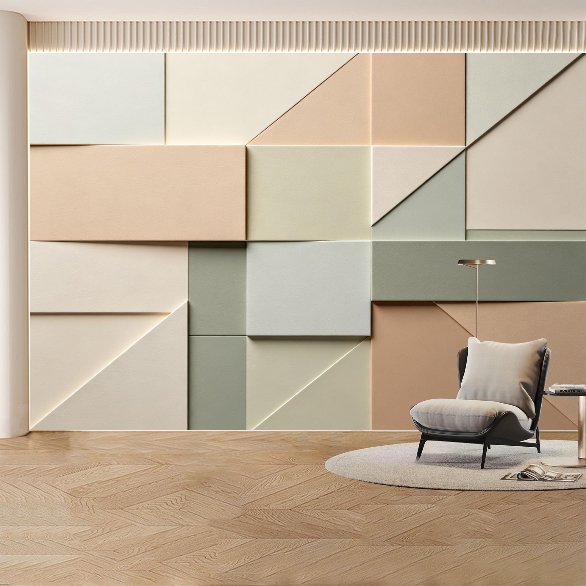 Custom Wall Mural Wallpaper Geometric Abstract Design Removable SelfAdhesive Large Photo for Living Room， Bedroom， Office， Modern Minimalist Nordic Style Wall Decor