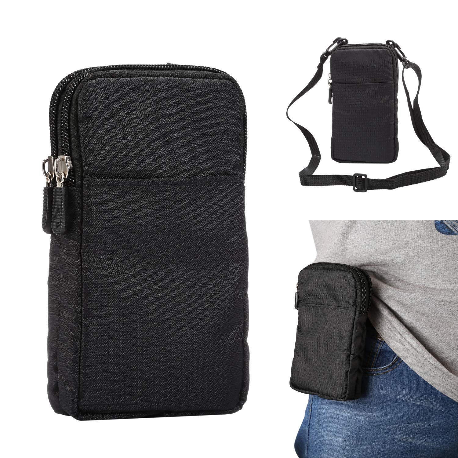 Men Purse Belt Loop Cell Phone Holster for Samsung S20 FE,S21 Ultra 5G,S21+ 5G,Note 20, note20 ultra,s20 ultra, Waist Pocket Purse Wallet Crossbody Bag+ Shoulder Strap Phone Bag